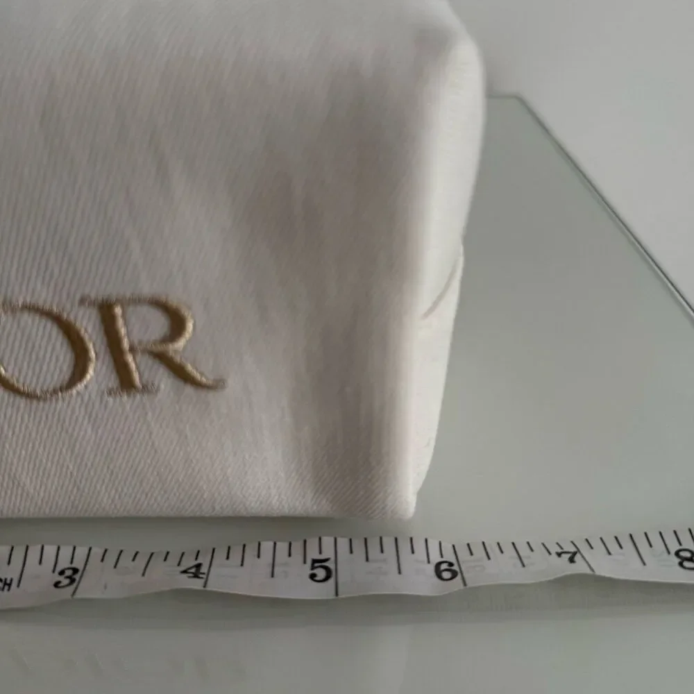 Dior Makeup Bag - white with gold embroidered logo